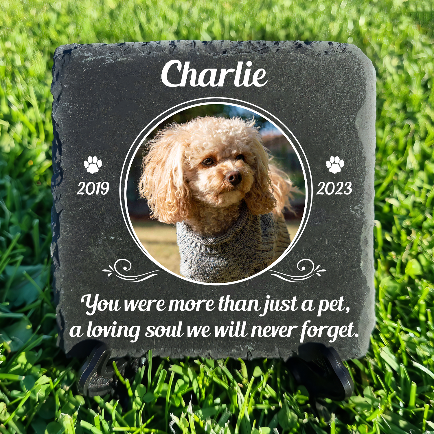 Circle Frame Pet Photo You Were More Than Just A Pet Custom Dog Memorial Stone, Pet Memorial Gifts - Personalized Custom Memorial Tomstone