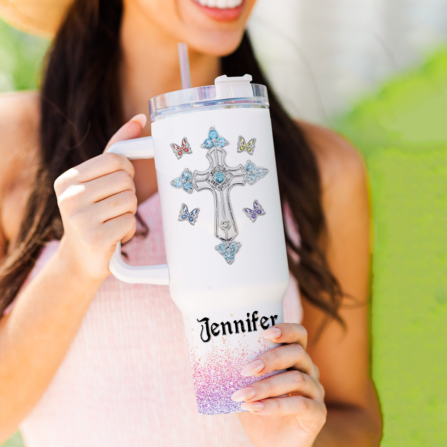 Colorful Diamond Butterfly Inspirational You Are Tumbler 40 Oz Custom Gift - Personalized Stainless Steel Tumbler
