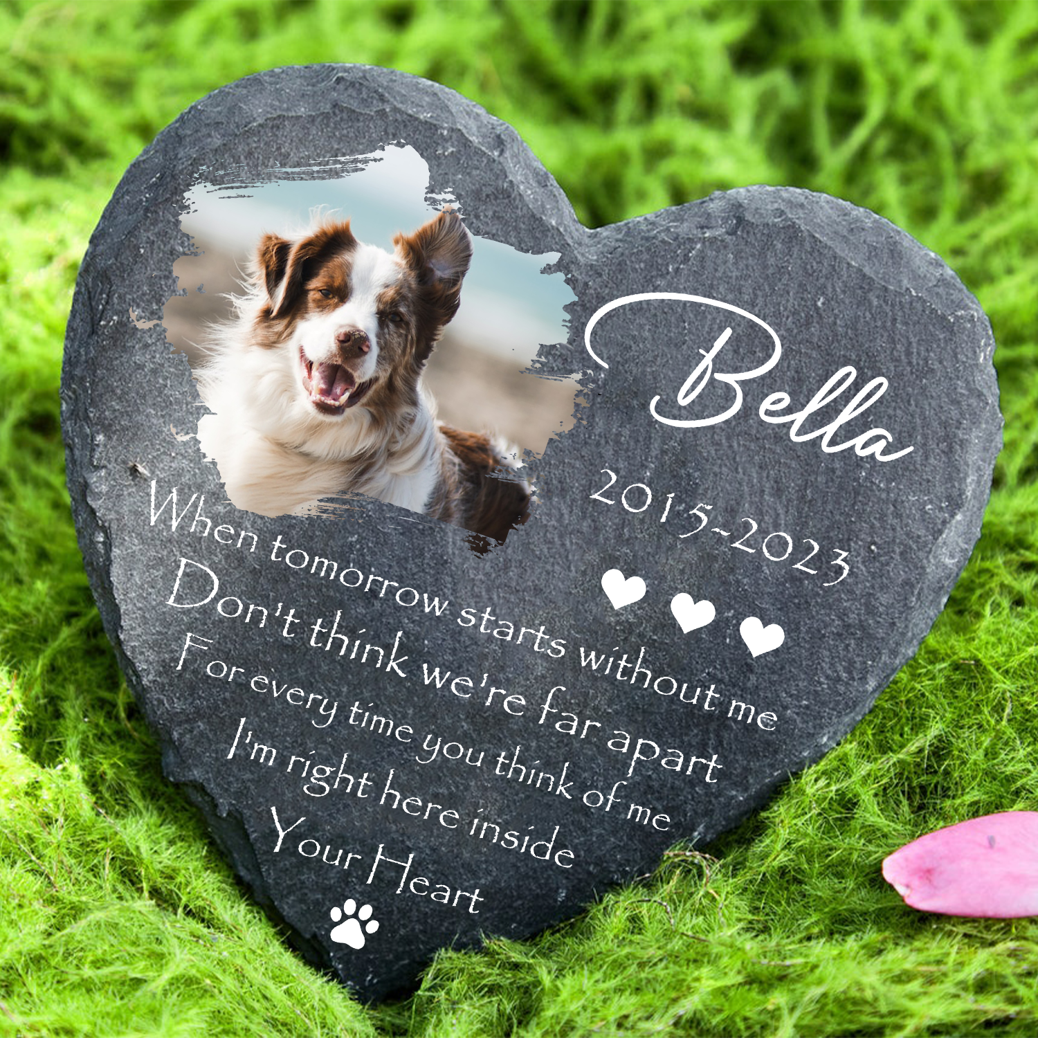 Dog Photo When Tomorrow Starts Without Me Custom Dog Memorial Stone, Pet Memorial Gifts - Personalized Pet Memorial Tombstone