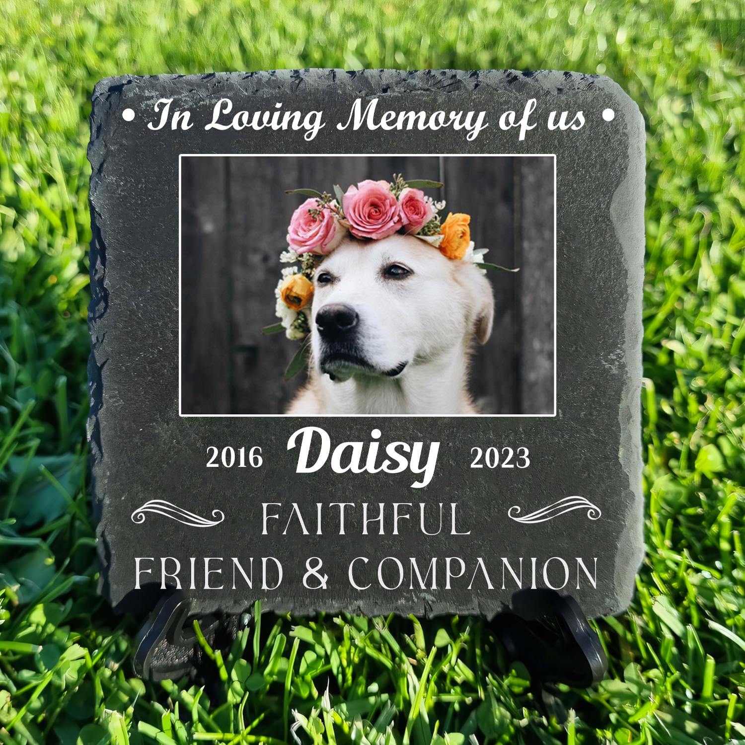 Custom Dog Photo Faithful Friend And Companion Custom Dog Memorial Stone, Pet Memorial Gifts - Personalized Custom Memorial Tombstone