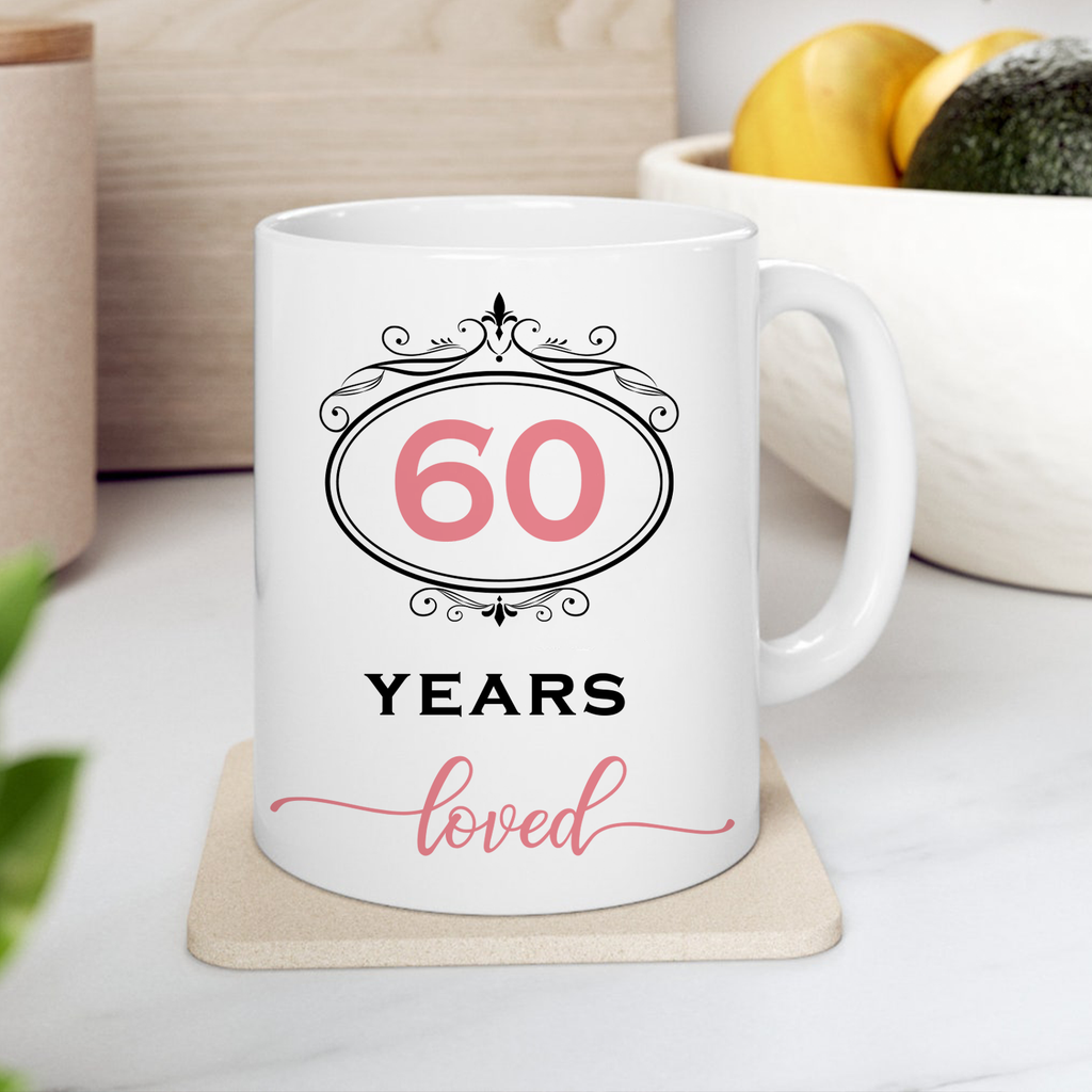 Black Pink Glitter 60th Birthday 60 Years Loved Custom Gifts Mug - Personalized Mug