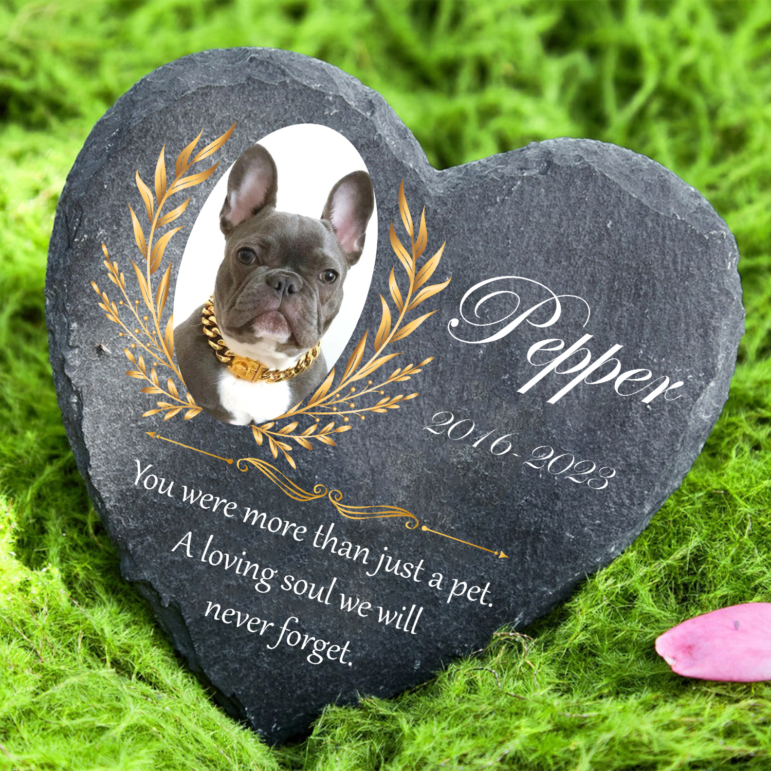 Vintage Golden Frame Pet Photo You Were More Than Just A Pet Custom Dog Memorial Stone, Pet Memorial Gifts - Personalized Custom Memorial Tombstone