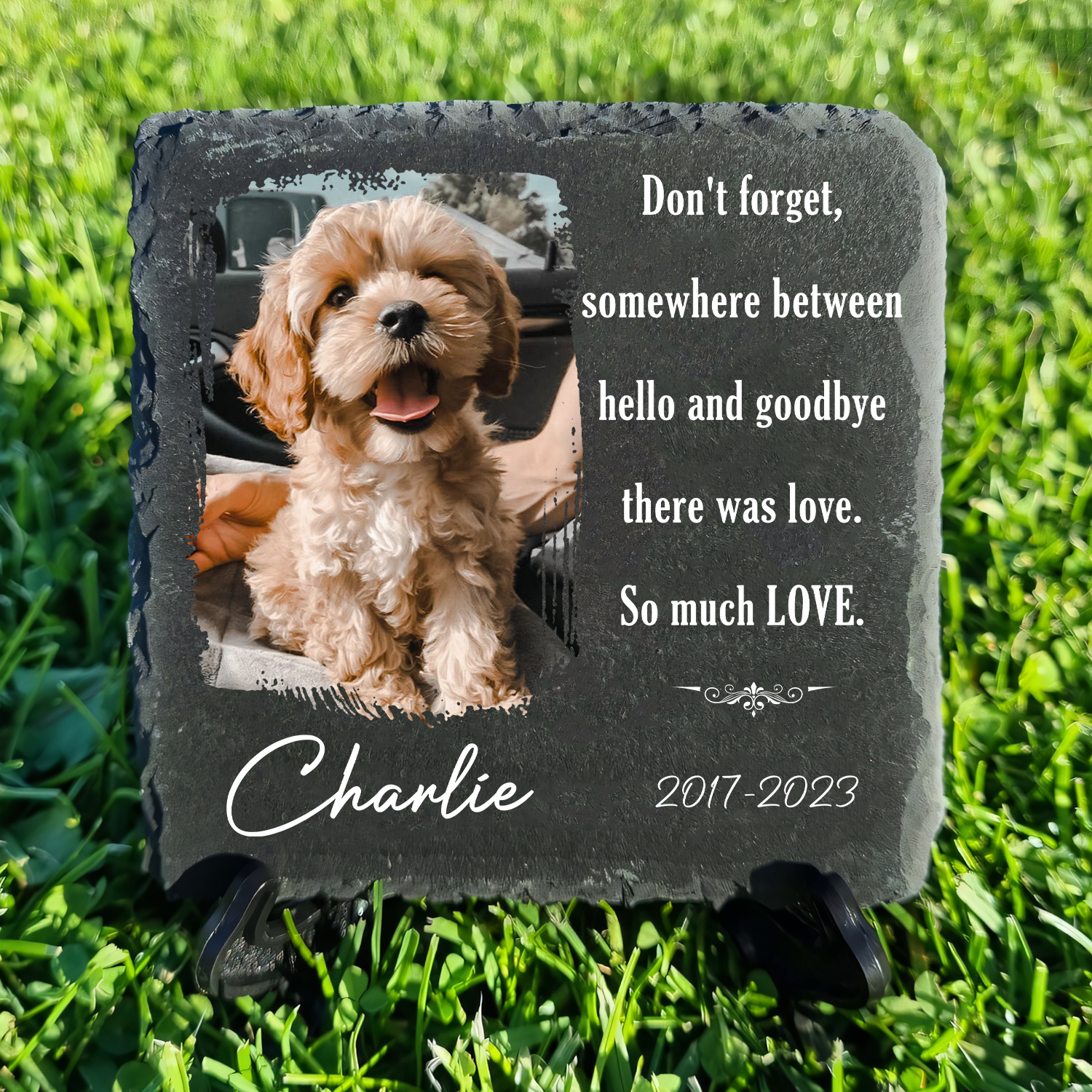 Dog Photo Don't Forget There Was Love Custom Dog Memorial Stone, Pet Memorial Gifts - Personalized Custom Memorial Tomstone