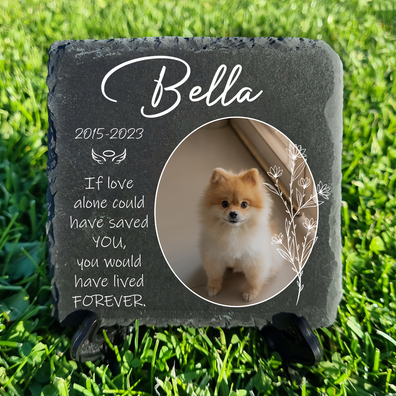 Vintage Wildflower If Love Could Have Saved You Custom Dog Memorial Stone, Pet Memorial Gifts - Personalized Custom Memorial Tomstone