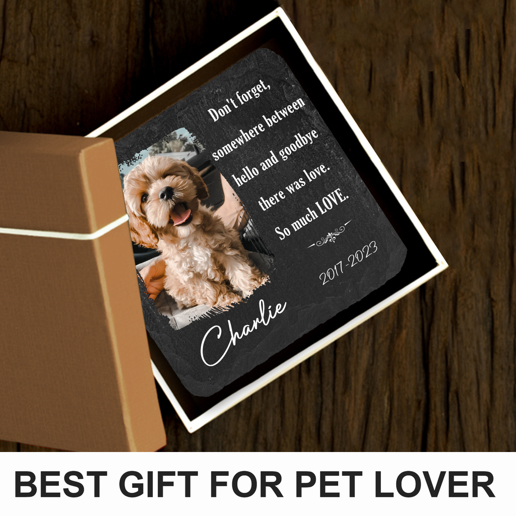 Dog Photo Don't Forget There Was Love Custom Dog Memorial Stone, Pet Memorial Gifts - Personalized Custom Memorial Tomstone