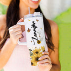 Sunflower You Are - 40 Oz Tumbler With Handle - Personalized Stainless Steel Tumbler