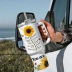 Sunflower You Are - 40 Oz Tumbler With Handle - Personalized Stainless Steel Tumbler