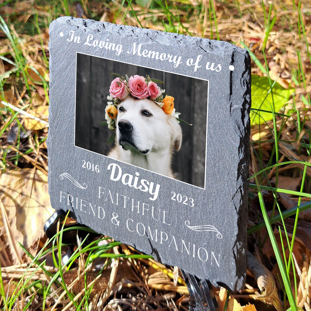 Custom Dog Photo Faithful Friend And Companion Custom Dog Memorial Stone, Pet Memorial Gifts - Personalized Custom Memorial Tombstone