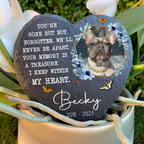 Blue Floral Butterfly Dog Photo You Are Gone But Not Forgotten Custom Dog Memorial Stone, Pet Memorial Gifts - Personalized Custom Memorial Tombstone