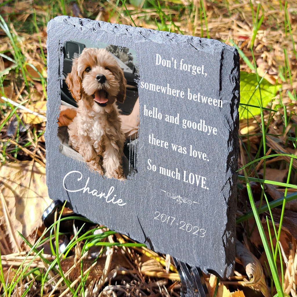 Dog Photo Don't Forget There Was Love Custom Dog Memorial Stone, Pet Memorial Gifts - Personalized Custom Memorial Tomstone