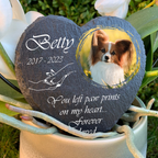 Holding Hand Dog Photo You Left Paw Prints On My Heart Custom Dog Memorial Stone, Pet Memorial Gifts - Personalized Custom Memorial Tombstone