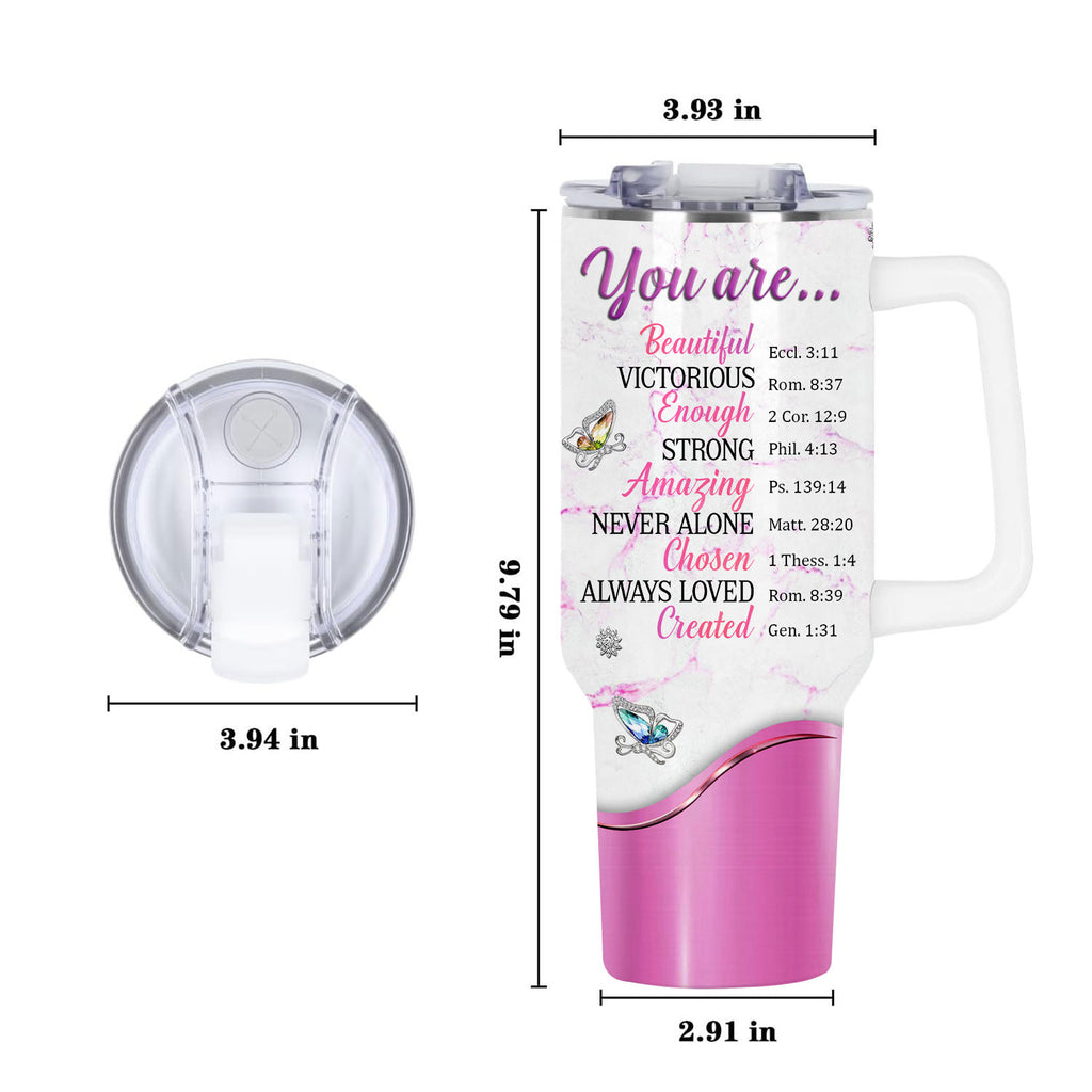Lily flower You are - 40 Oz Tumbler With Handle - Personalized Stainless Steel Tumbler