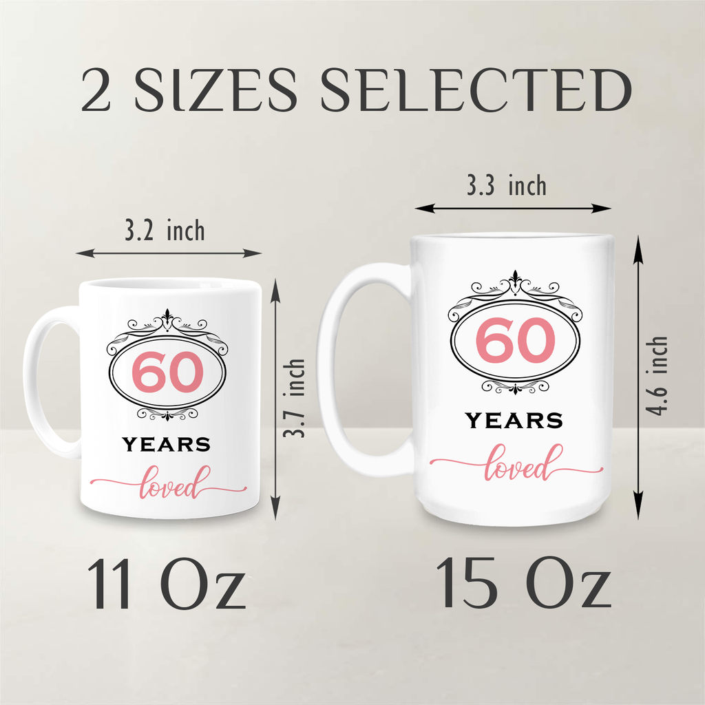 Black Pink Glitter 60th Birthday 60 Years Loved Custom Gifts Mug - Personalized Mug