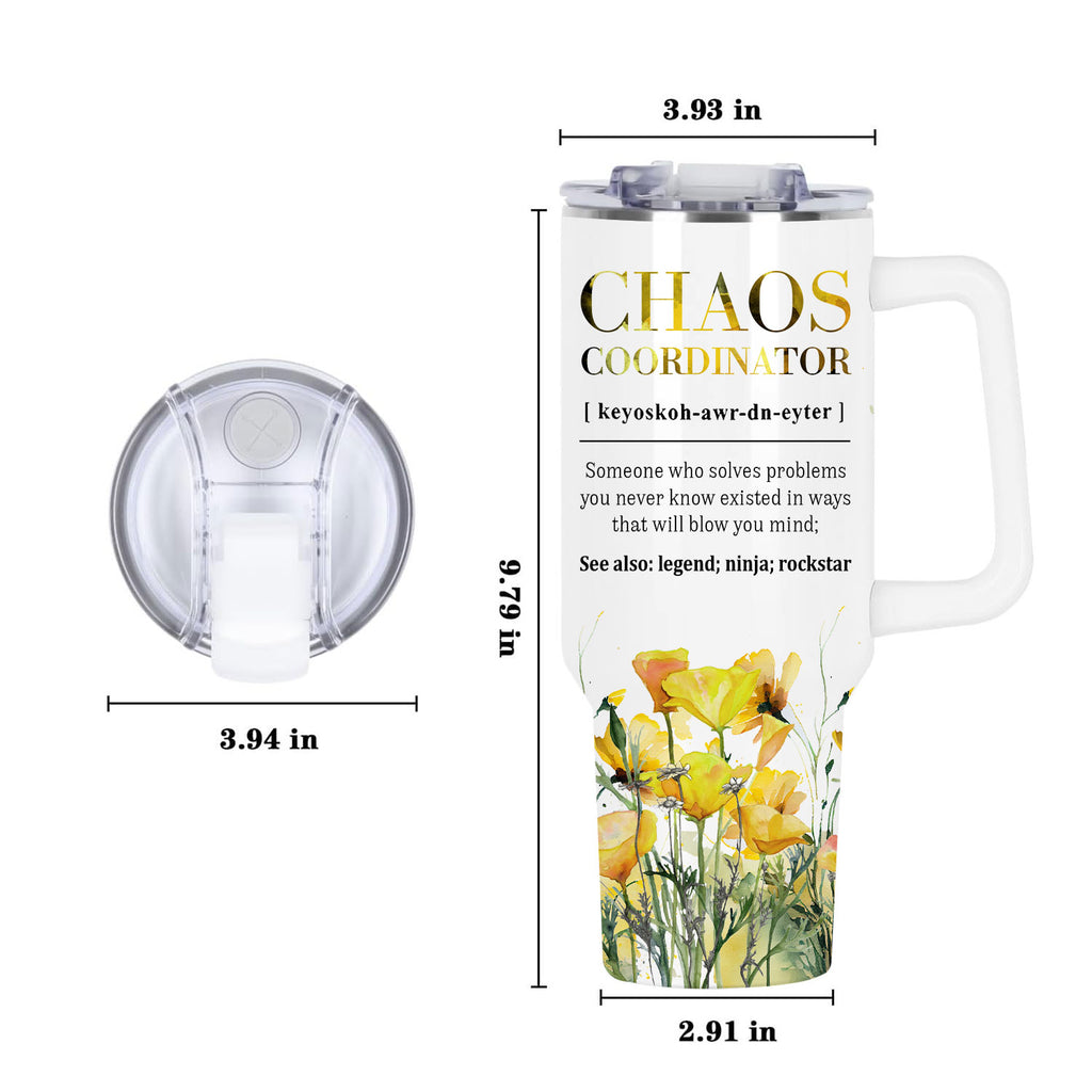 Lily flower Chaos coordinator - 40 Oz Tumbler With Handle - Personalized Stainless Steel Tumbler