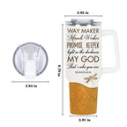 Dandelion Dragonfly Way maker - 40 Oz Tumbler With Handle - Personalized Stainless Steel Tumbler