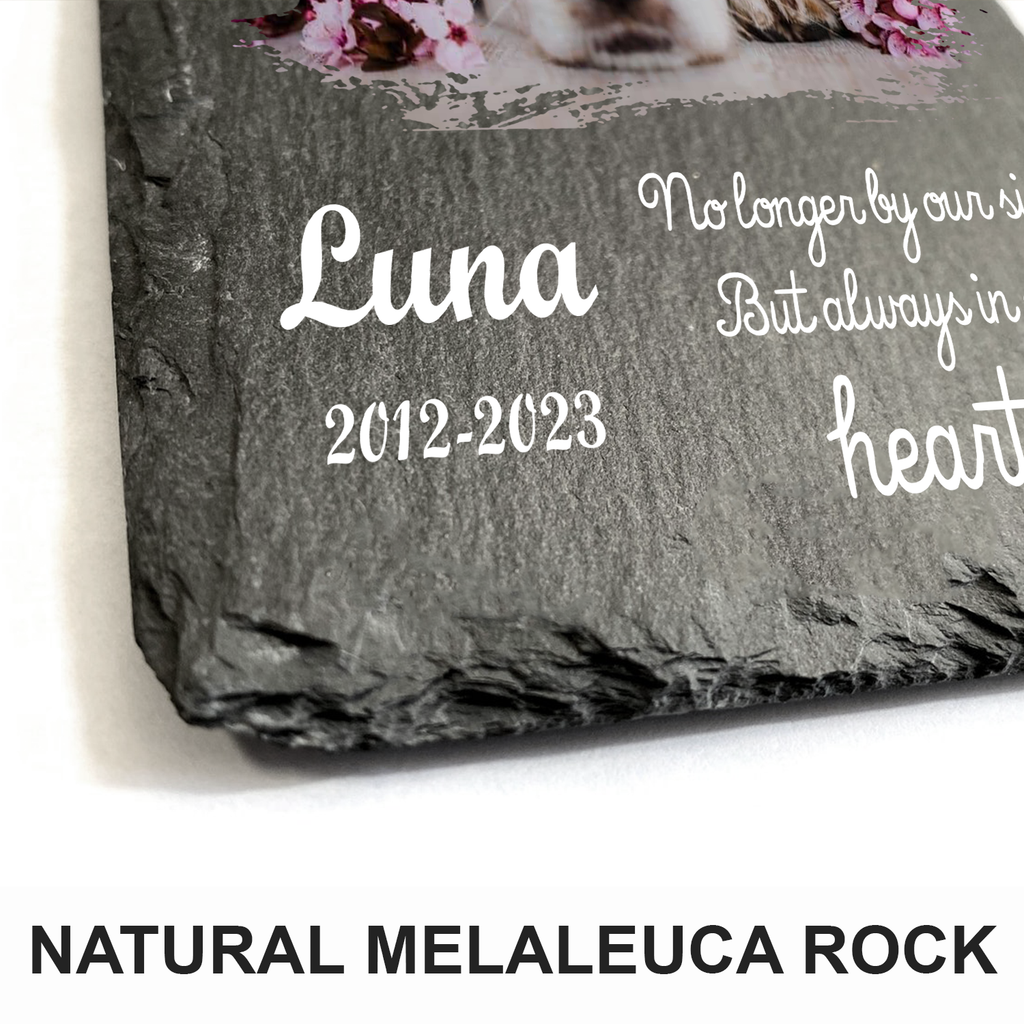Custom Pet Photo No Longer By Our Side Custom Dog Memorial Stone, Pet Memorial Gifts - Personalized Custom Memorial Tomstone