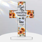Everything beautiful In Its Time Cross Shaped Acrylic Plaque Christian Gifts Religious Gifts Inspirational Gifts with Bible Verse Prayers