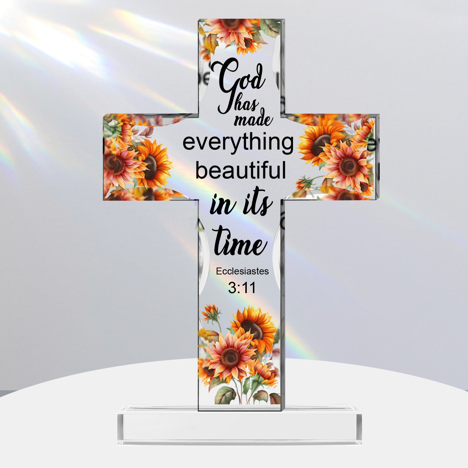 Everything beautiful In Its Time Cross Shaped Acrylic Plaque Christian Gifts Religious Gifts Inspirational Gifts with Bible Verse Prayers