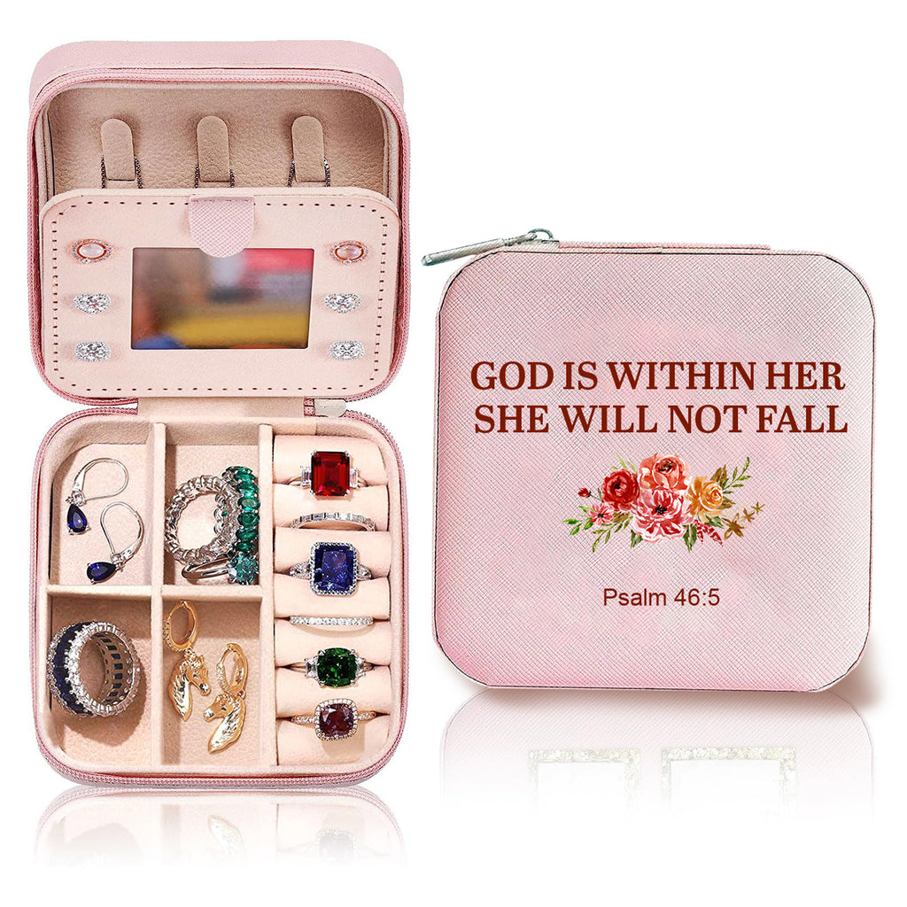 She Will Not Fall Jewelry Box Organizer Initial Small Jewelry Box Custom Personalized Birthday Gift Women Her, Travel Essentials, Mothers Day Gift, Graduation Gift