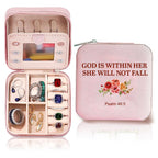 She Will Not Fall Jewelry Box Organizer Initial Small Jewelry Box Custom Personalized Birthday Gift Women Her, Travel Essentials, Mothers Day Gift, Graduation Gift
