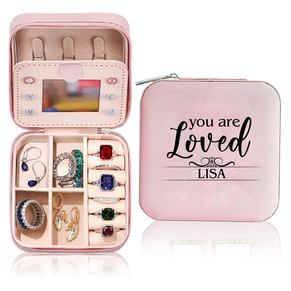 You Are Loved Jewelry Box Organizer Initial Small Jewelry Box Custom Personalized Birthday Gift Women Her, Travel Essentials, Mothers Day Gift, Graduation Gift