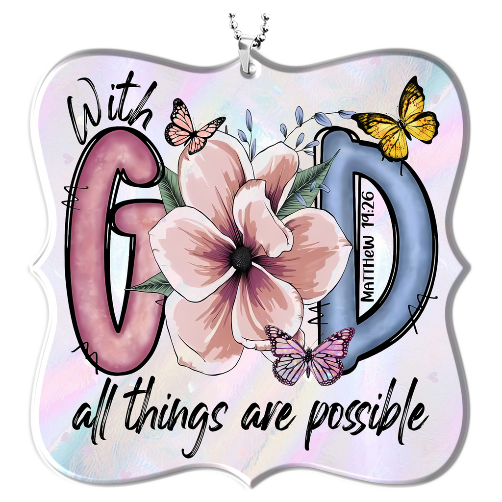Flower Butterfly With God Christian Gifts For Women, Birthday Gifts For Women, Ornament Gift Bible Verse You Are Christmas Ornament Car Hanging