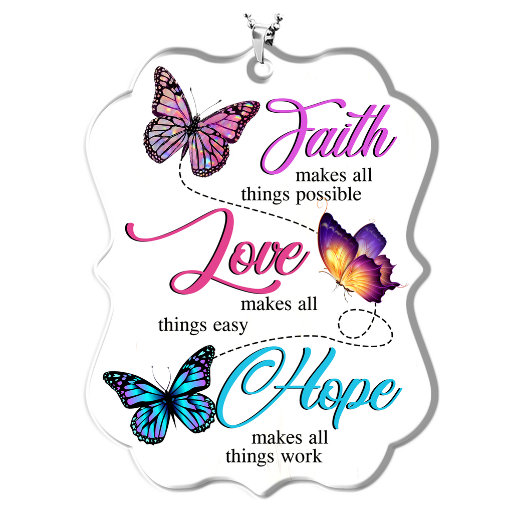 Butterfly Faith Hope Love Christian Gifts For Women, Birthday Gifts For Women, Ornament Gift, Christmas Ornament Car Hanging