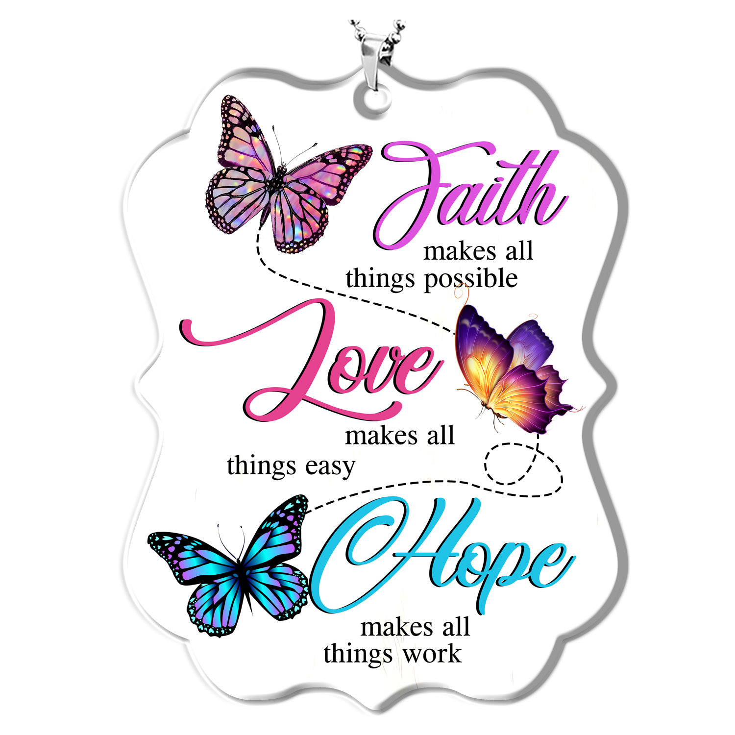 Butterfly Faith Hope Love Christian Gifts For Women, Birthday Gifts For Women, Ornament Gift, Christmas Ornament Car Hanging
