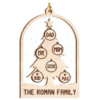 Snow Christmas Tree Family Custom 2 Layers Christmas Car Hanging Wooden Transparent Acrylic Ornament