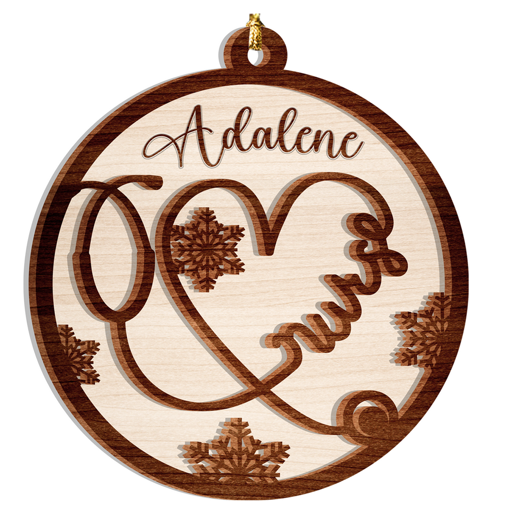 Snowflakes Nurse Ornament 2 Wooden Layers Christmas Hanging Gift