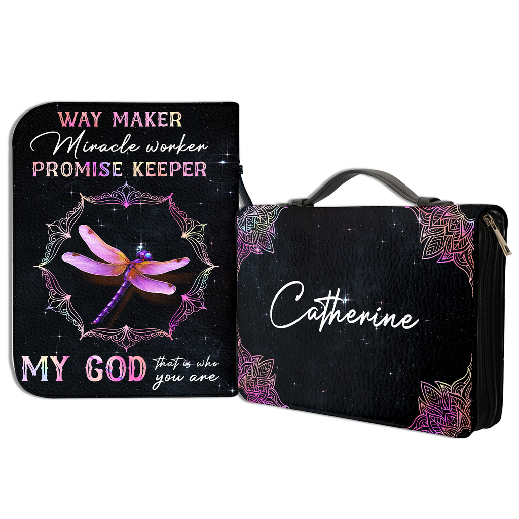 Mandala Dragonfly Way Maker Christian Personalized Bible Cover