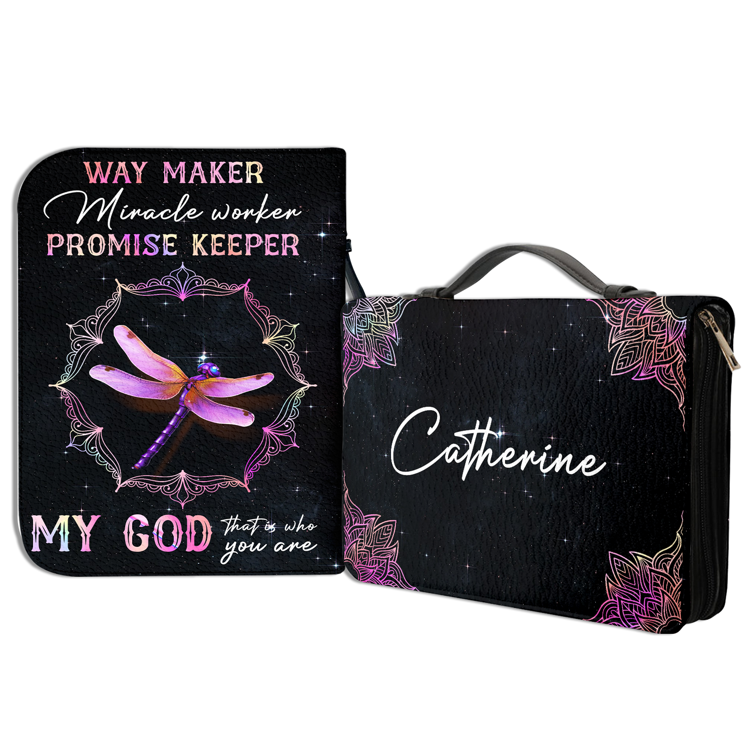 Mandala Dragonfly Way Maker Christian Personalized Bible Cover