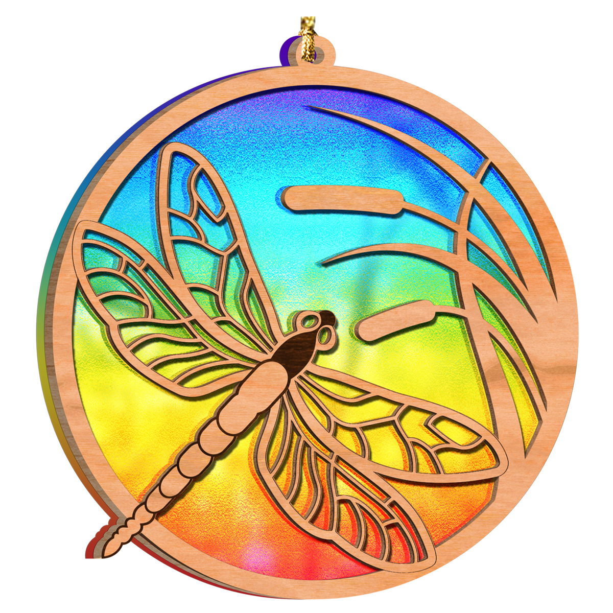 Rainbow Dragonfly Suncatcher Stained Glass Pattern Two Layers Ornament Christmas Ornament Car Hanging