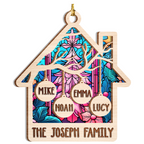 Home Family Christmas Tree Custom 2 Layers Stained Glass Suncatcher Christmas Car Hanging Wooden Ornament