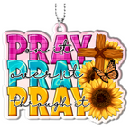 Sunflower Cross Pray On It Christian Gifts For Women, Birthday Gifts For Women, Ornament Gift, Christmas Ornament Car Hanging