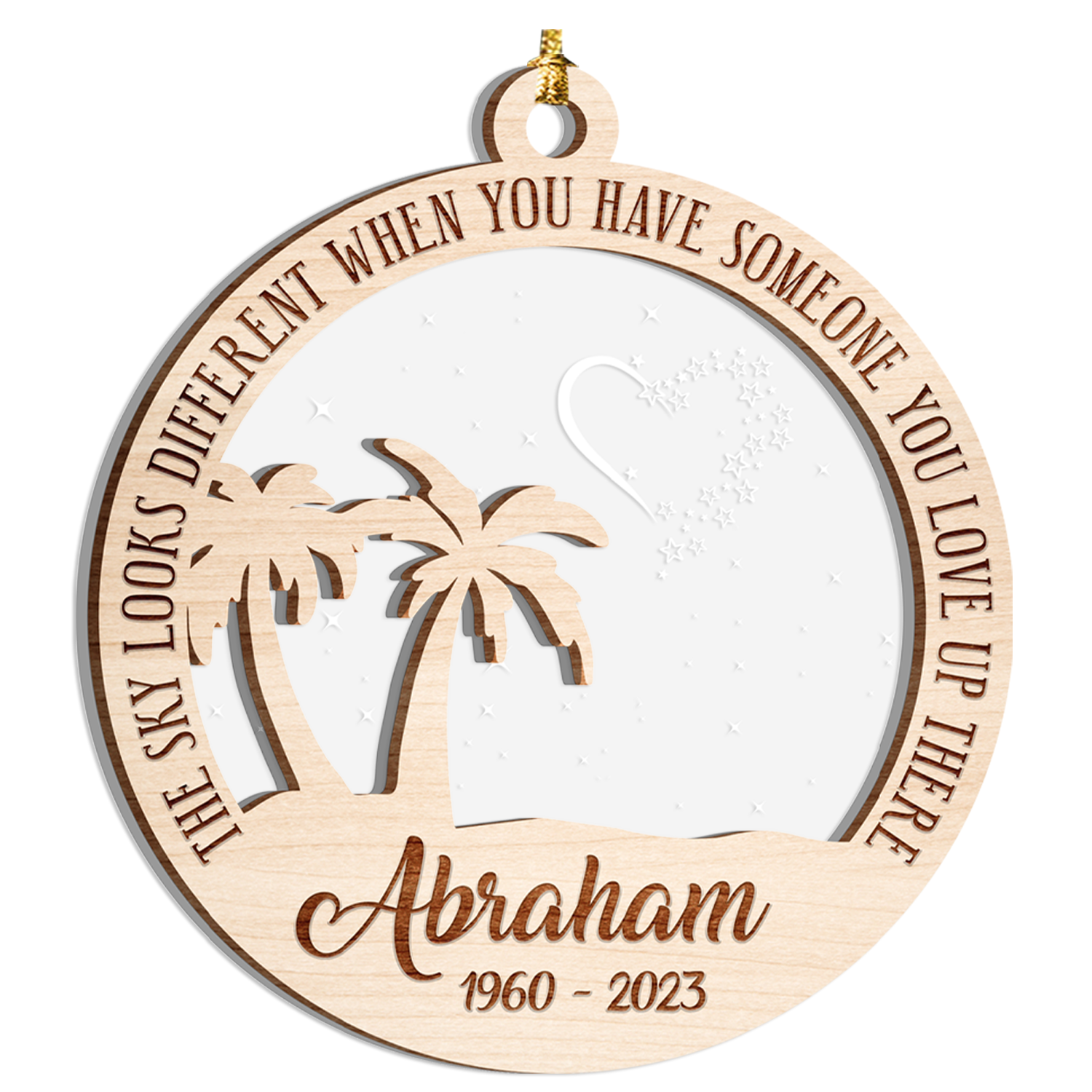 Memorial Someone You Love With Palm Trees Custom Ornament Two Layers Christmas Car Hanging Wooden Transparent Acrylic Ornament