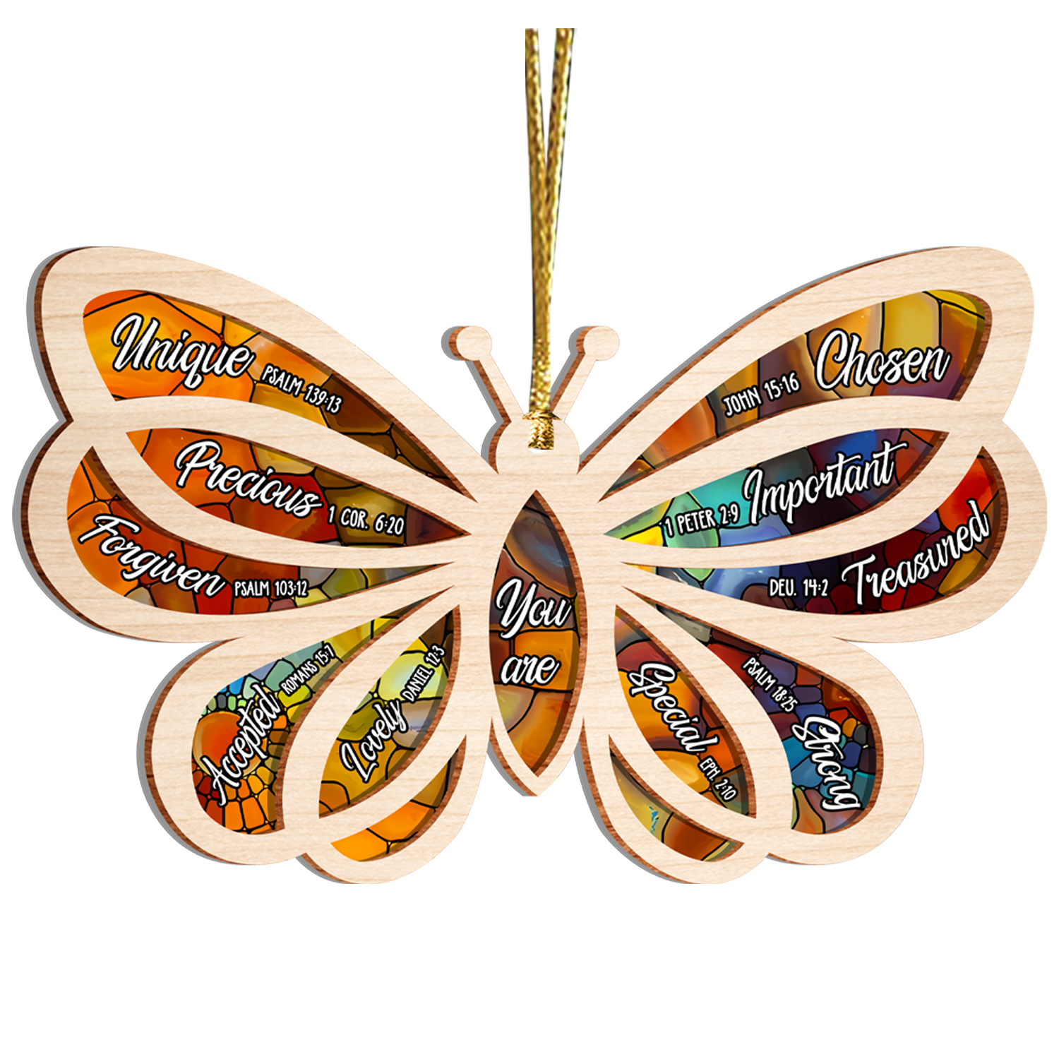 Butterfly You Are Stained Glass Pattern Two Layers Suncatcher Ornament Christmas Ornament Car Hanging