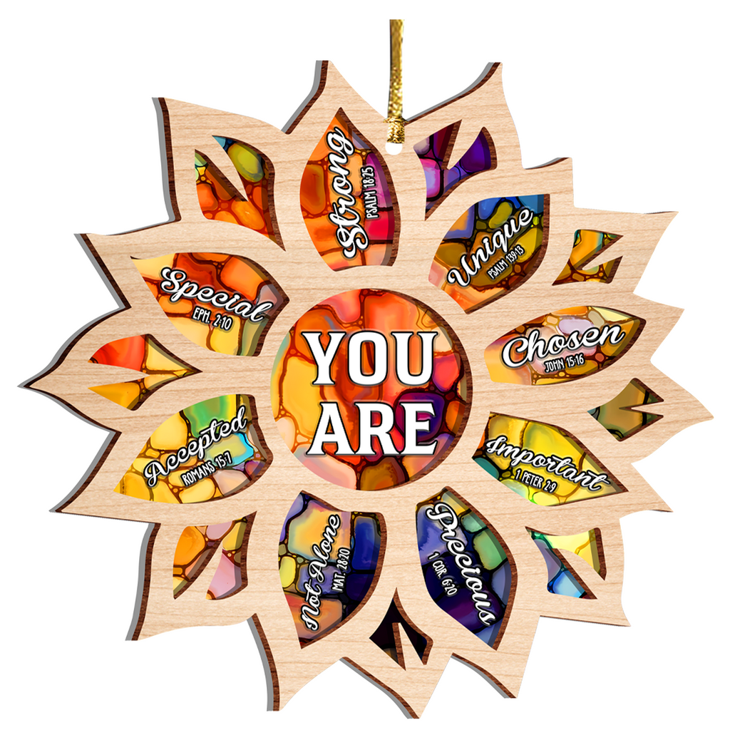 Sunflower You Are Stained Glass Pattern Two Layers Suncatcher Ornament Christmas Ornament Car Hanging