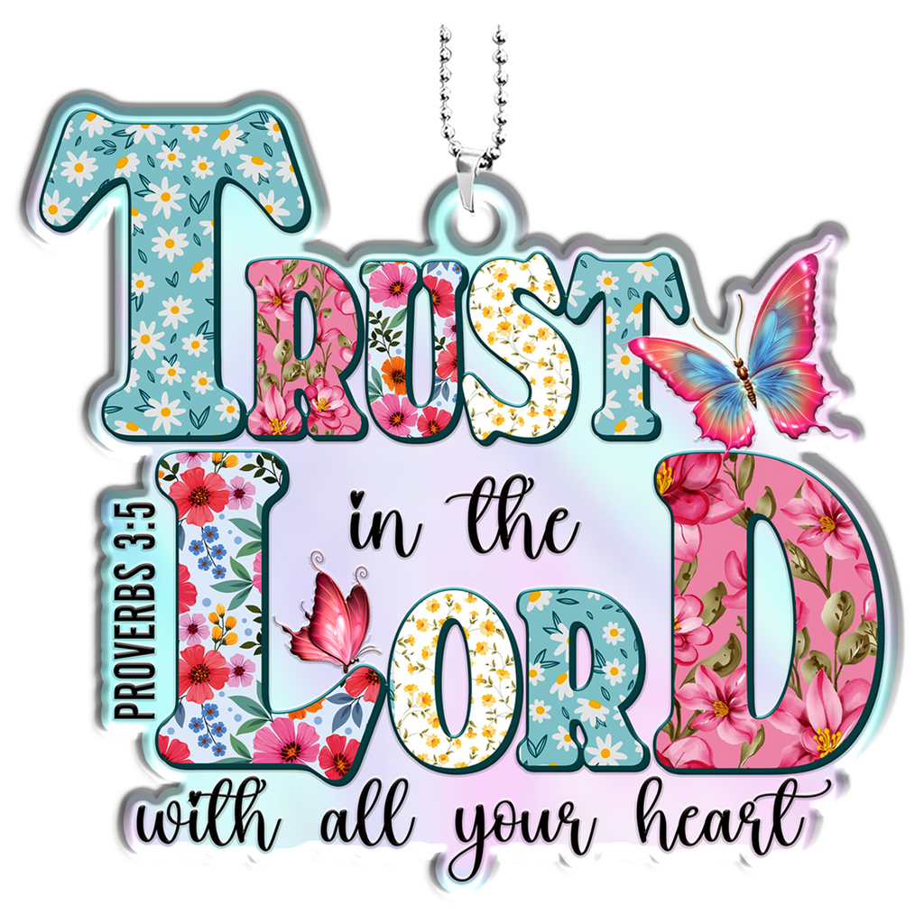 Flowers Trust In The Lord Christian Gifts For Women, Birthday Gifts For Women, Ornament Gift Bible Verse Christmas Ornament Car Hanging