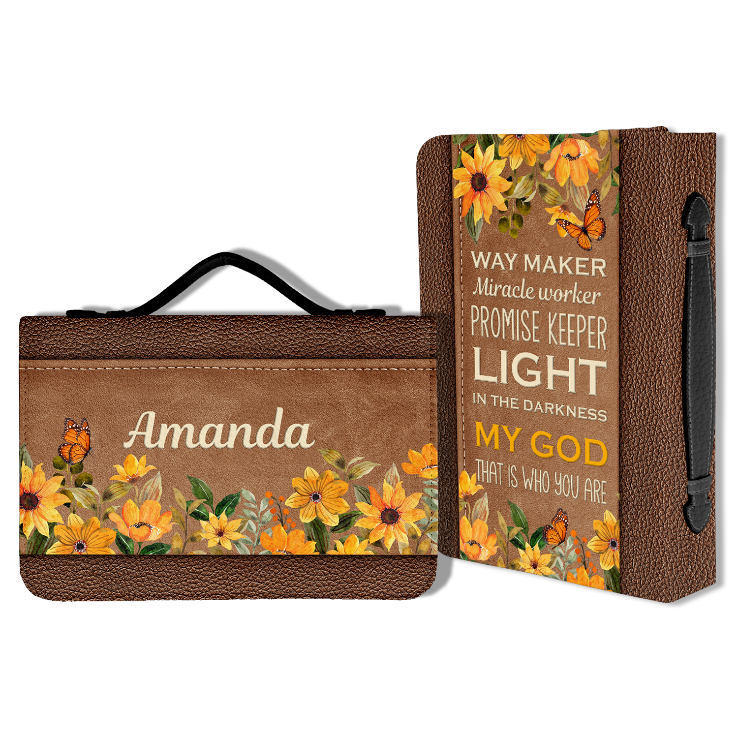 Sunflower Way Maker Christian Personalized Bible Cover