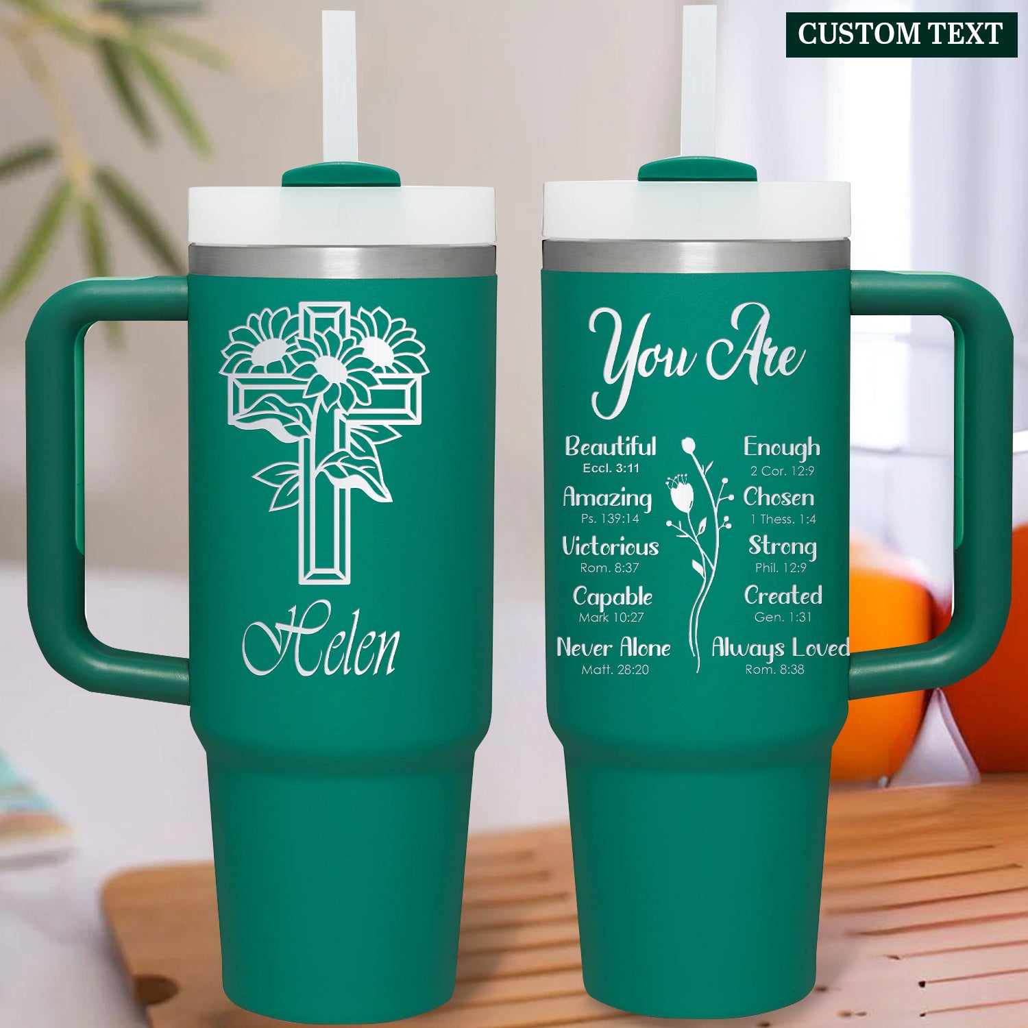 You Are Bible Verse 40oz Personalized Tumbler Travel Cup - Birthday, Christmas Gifts for Women - Inspiration Gifts