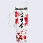 Poppy flower You are - 40 Oz Tumbler With Handle - Personalized Stainless Steel Tumbler