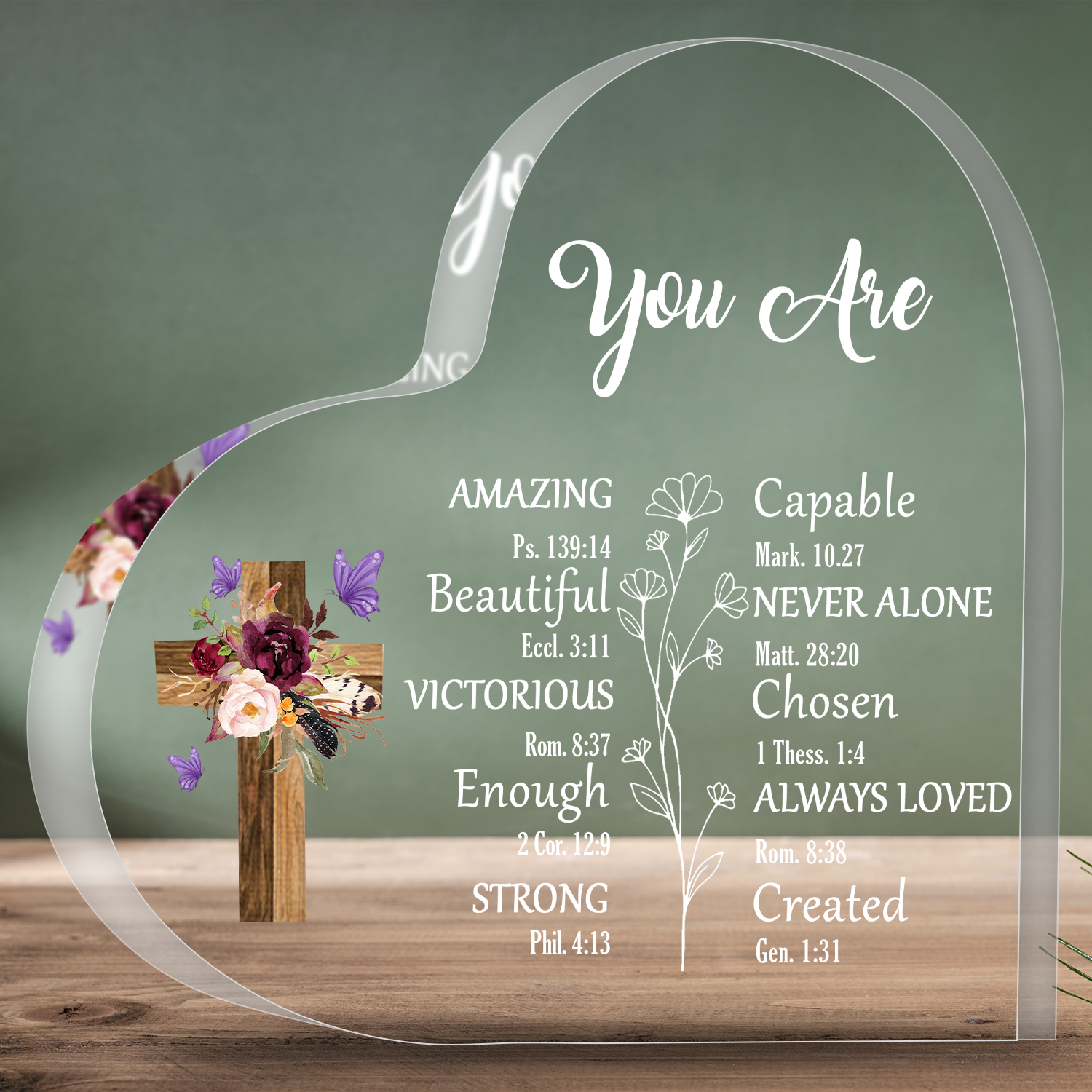 Acrylic Hearts You Are Bible Verse Plaques Gift