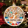 Christmas Family Tree Stained Glass Custom Two Layers Suncatcher Ornament Christmas Ornament Car Hanging Ornament