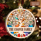 Christmas Family Tree Stained Glass Custom Two Layers Suncatcher Ornament Christmas Ornament Car Hanging Ornament