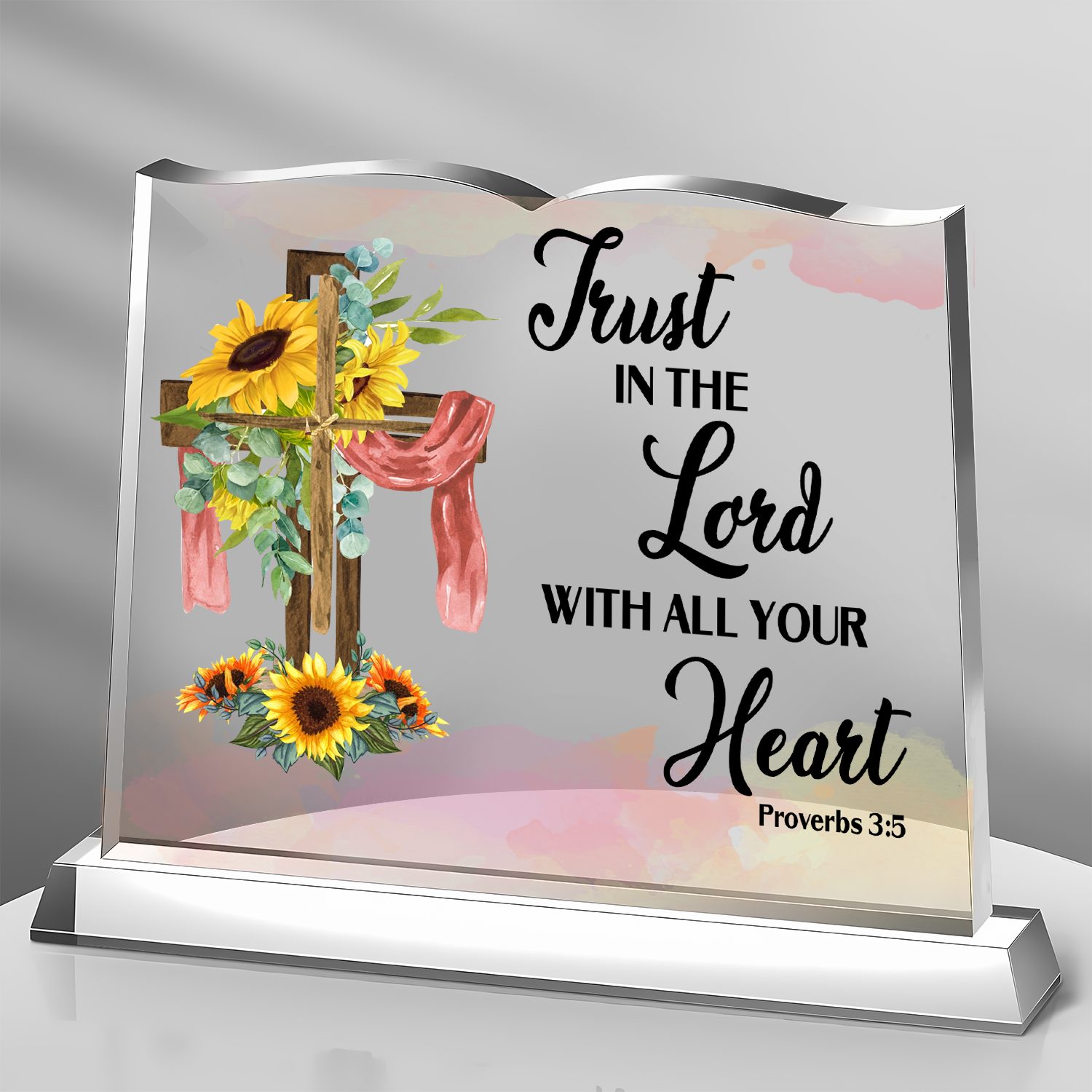 Trust In The Lord Book Shaped Acrylic Plaque Christian Gifts Bible Verses Religious Gifts