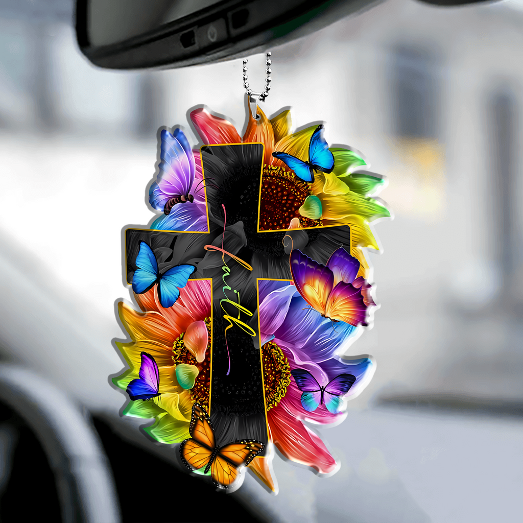 Faith Sunflower Butterflies Christian Ornaments for Christmas Tree