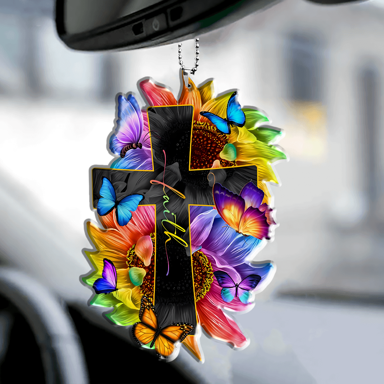 Faith Sunflower Butterflies Christian Ornaments for Christmas Tree