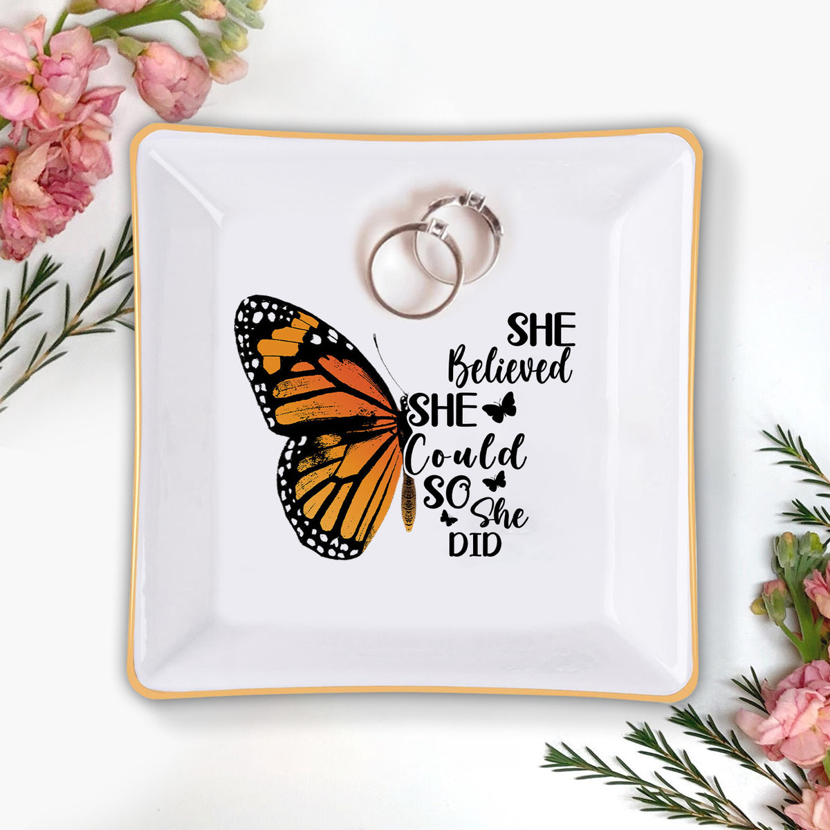 She Believed She Could So She Did Christian Gifts Inspirational Religious Gifts Ceramic Ring Dish