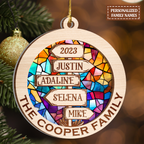 Direction Sign Family Custom Stained Glass Custom Two Layers Suncatcher Ornament Christmas Ornament Car Hanging Ornament